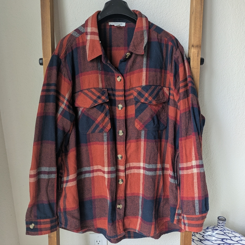 Beachlunchlounge Red and Navy Plaid Shirt